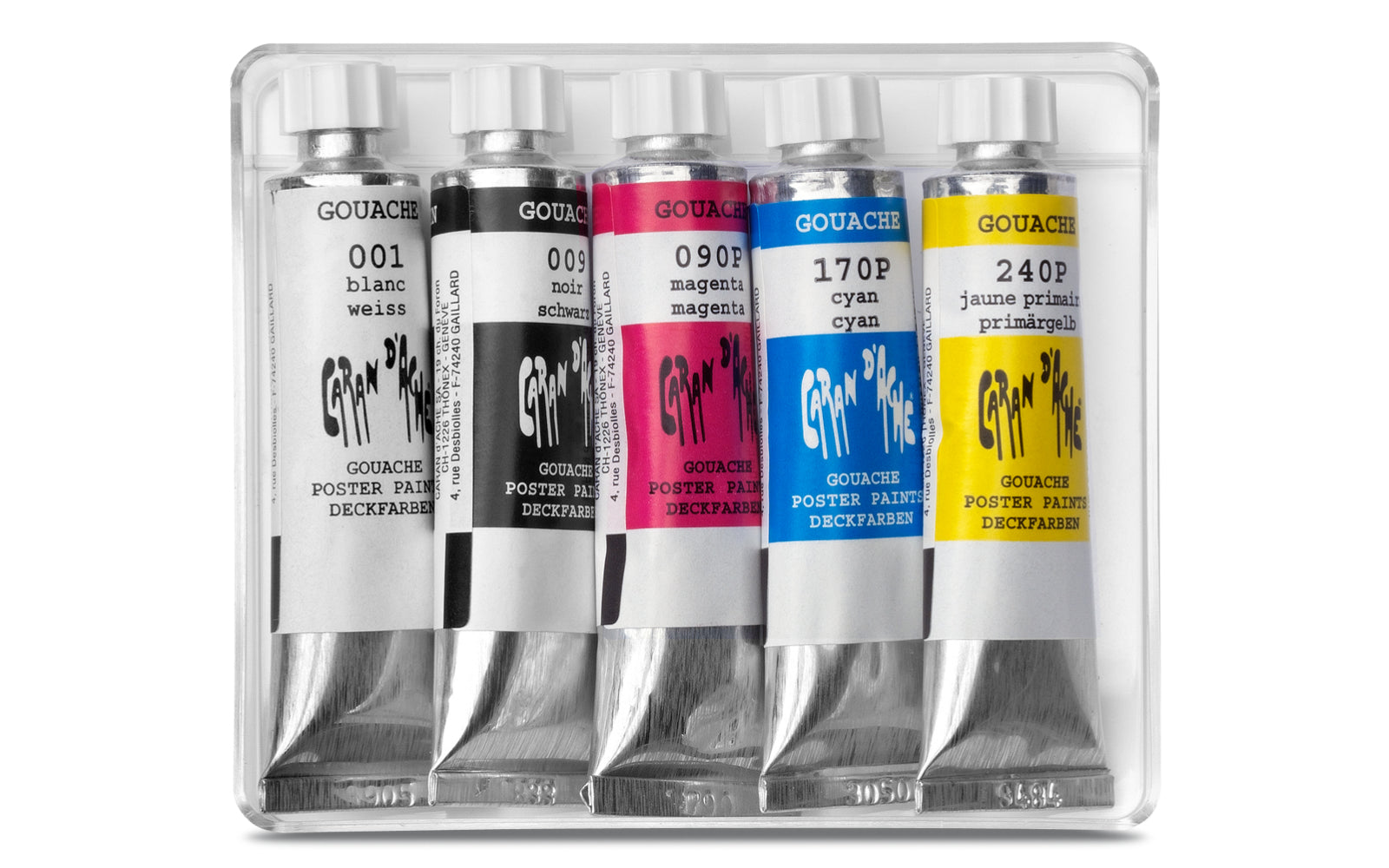 Caran d-Ache Caran d'Ache Gouache Studio – Schwarz/Cyan/Magenta/Weiss/Gelb – 5×10 ml (50 ml)