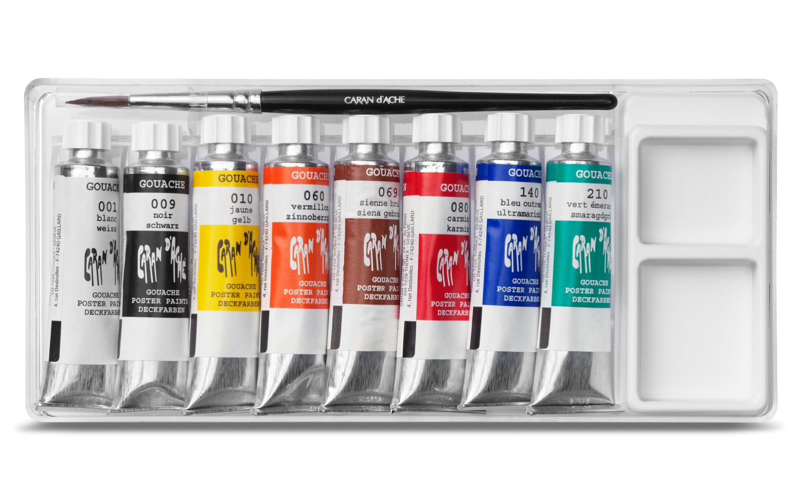 Caran d-Ache Caran d'Ache – Gouache – Set – 8 Farben, 8 × 10 ml, inkl. Pinsel