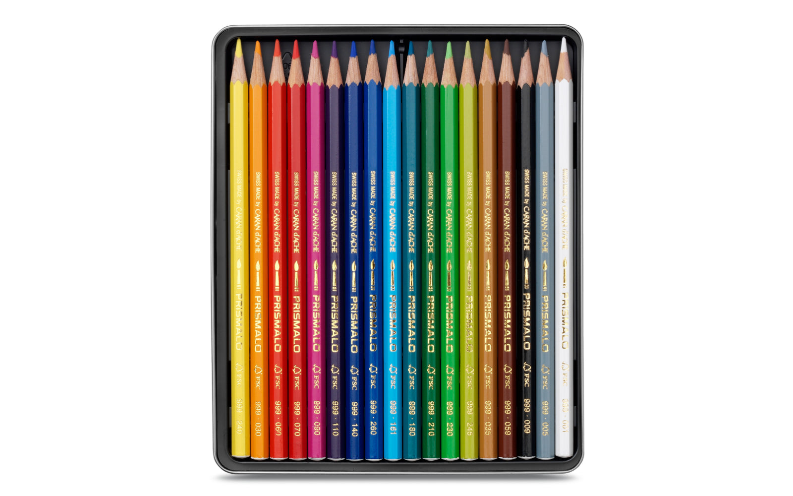 Caran d-Ache Caran d'Ache Prismalo Aquarellfarbstifte – 18 Farben, im Metalletui, Ø 3 mm, FSC
