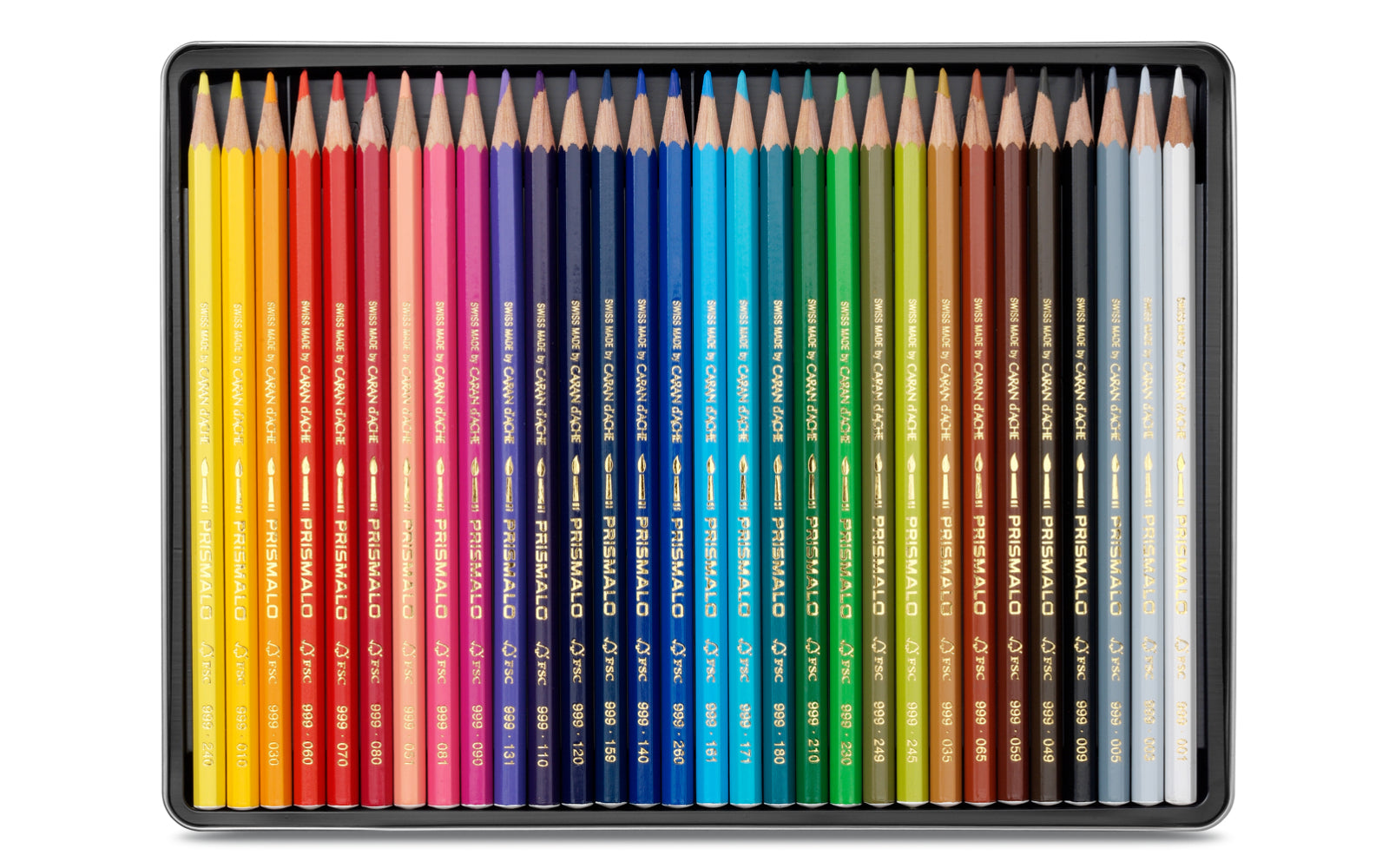 Caran d-Ache Caran d'Ache Prismalo Aquarellfarbstifte – 30 Farben, im Metalletui, Ø 3 mm, FSC