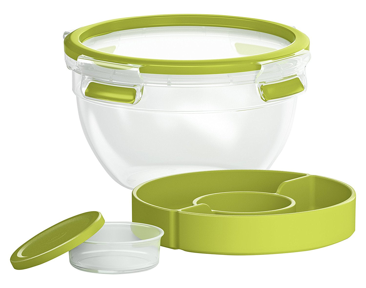 EMSA Lunchbox 1 l, Ø 16,7 × 9,5 cm, Polypropylen (PP)/Thermoplastisches Elastomer (TPE), transparent/grün