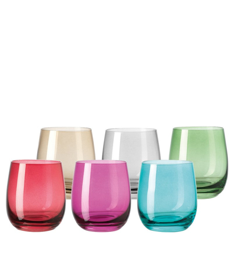 LEONARDO Trinkglas – 0,36 l, Glas, Mehrfarbig, Spülmaschinenfest, 6 Stück