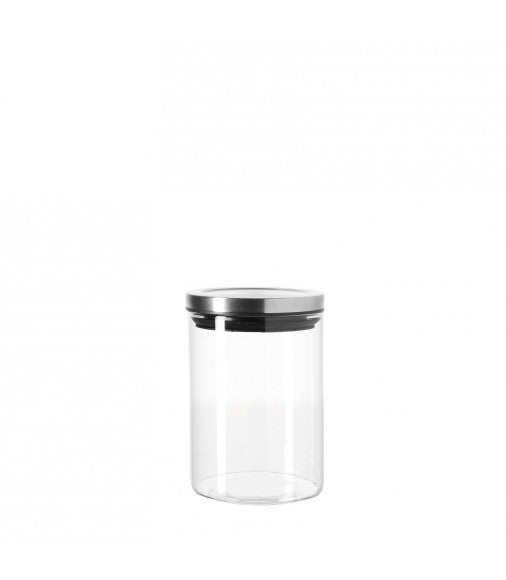LEONARDO Vorratsdose 500 ml, Ø 10,5 × 14 cm, Glas/Edelstahl, Transparent