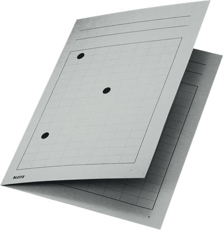 Leitz Dokumentenmappe A4 – Karton, Grau, 4-seitiger Gitterdruck, 3 Sichtlöcher, Füllhöhe 5 mm, 50 Stk.