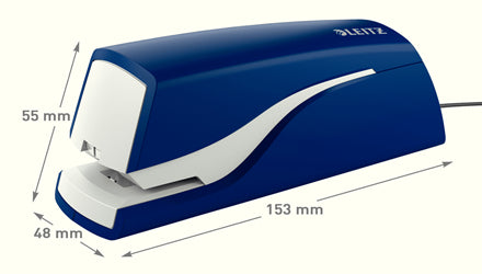Leitz NeXXt 5532 – Elektrischer Hefter, geschlossene Heftung, Springfachmechanik, Einlegetiefe 10 mm, Blau