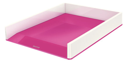 Leitz WOW – Briefkorb für A4, Polystyrol (PS), Weiss/Pink, Hochglänzend, 267 × 49 × 336 mm
