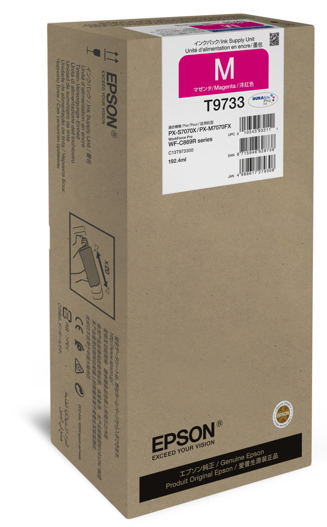 Epson Tintenpatrone T9733, Magenta, 22'000 Seiten – für Tintenstrahldrucker/Multifunktionsgeräte