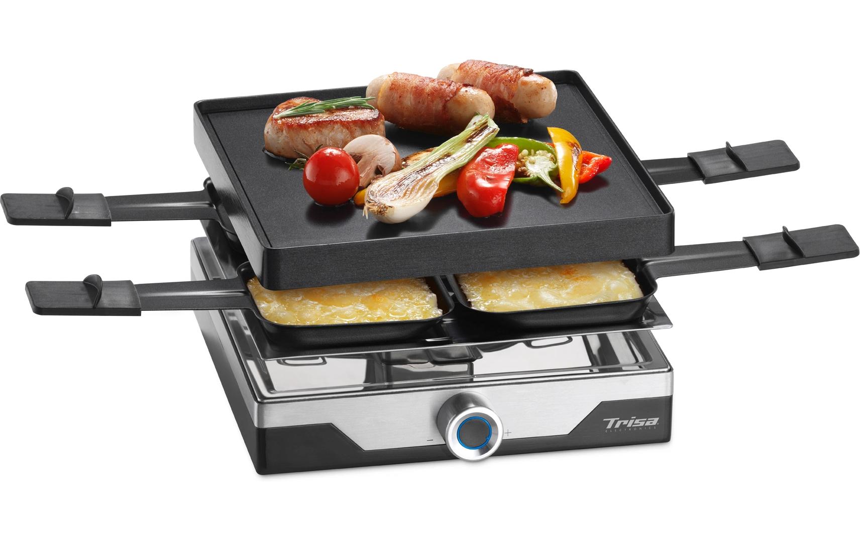 Trisa Electronics Trisa Raclette Premium – 4 Personen, 800 W, Grillplatte Aluguss – Edelstahl