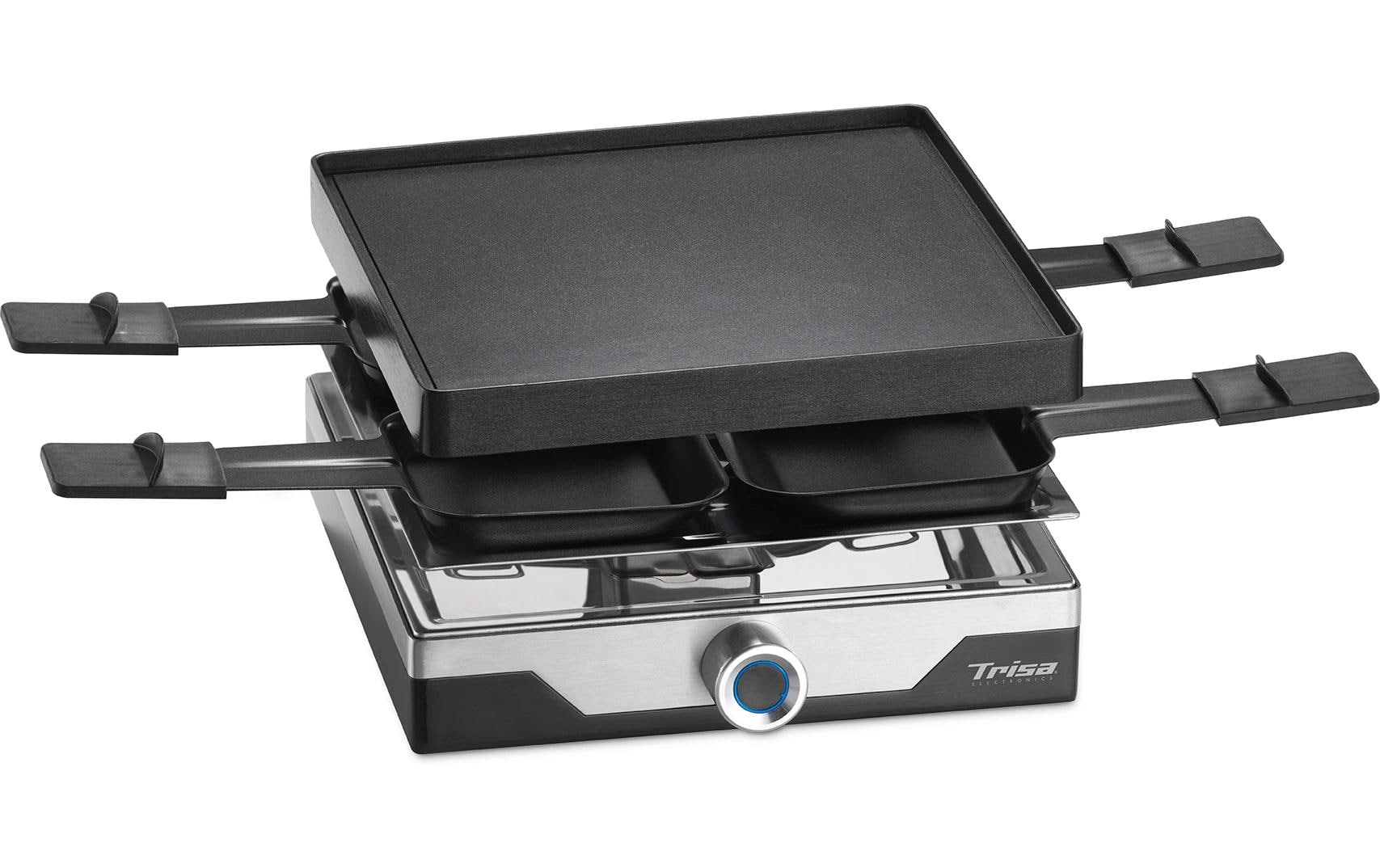 Trisa Electronics Trisa Raclette Premium – 4 Personen, 800 W, Grillplatte Aluguss – Edelstahl