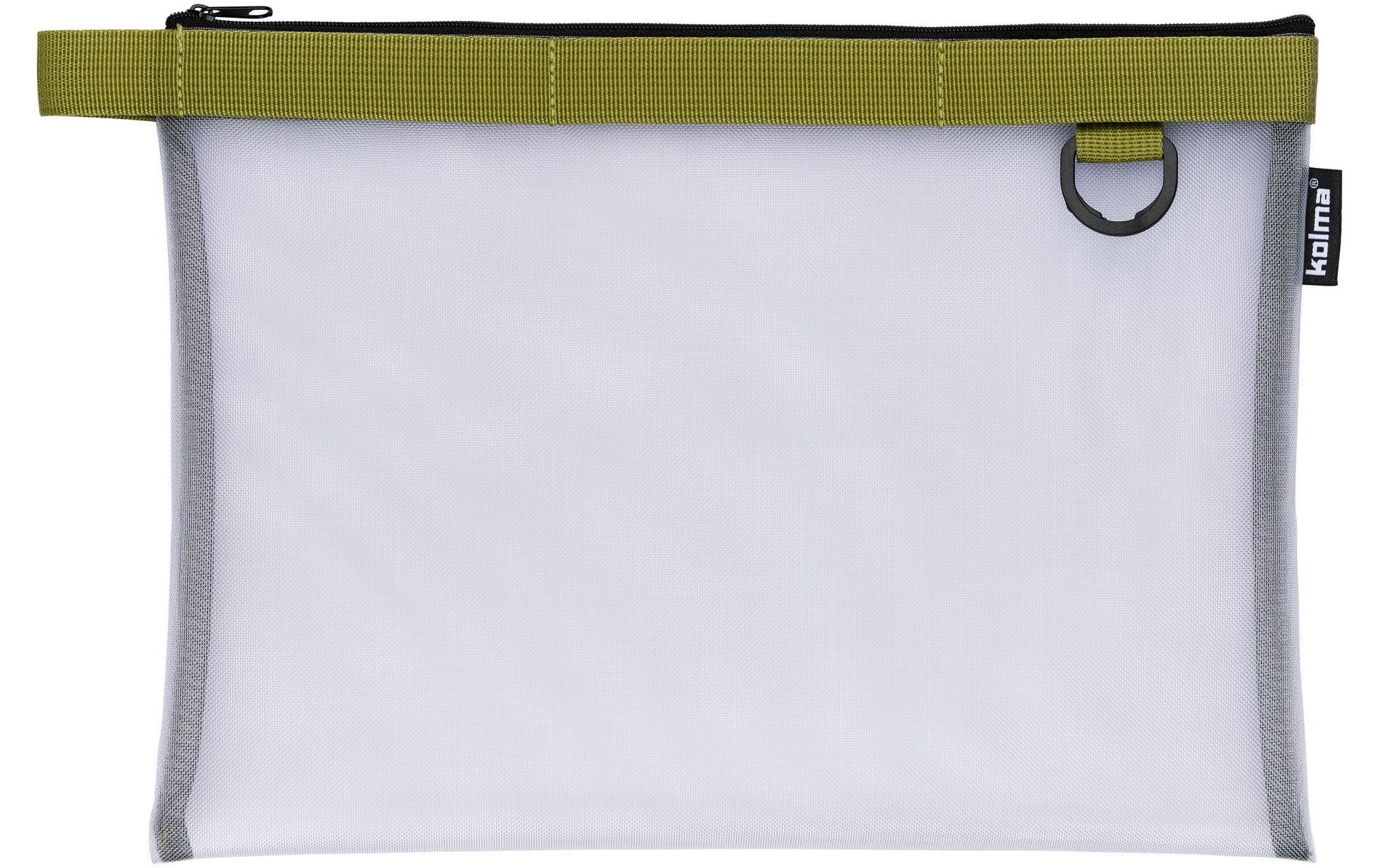 Kolma Reissverschlusstasche, leer, A4, transparent, olivgrün, Nylon, 1 Stk.
