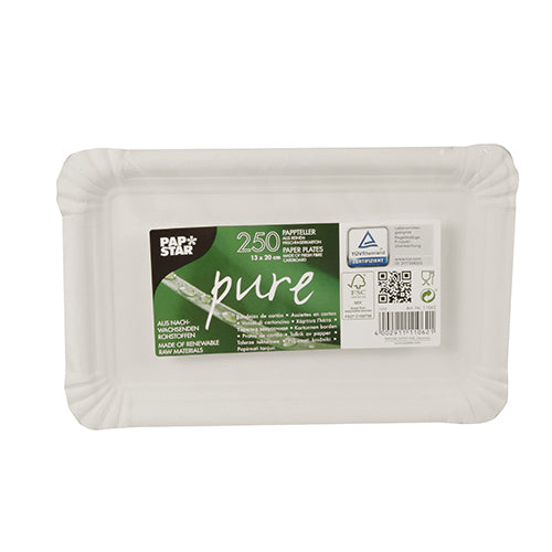 Papstar Teller, Papier/Karton, rechteckig – 20 × 13 cm – FSC – 250 Stk.
