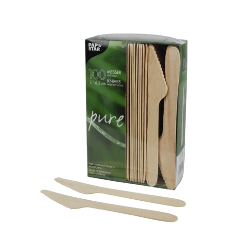 Papstar Holz-Messer, 16,5 cm – 100 Stk.