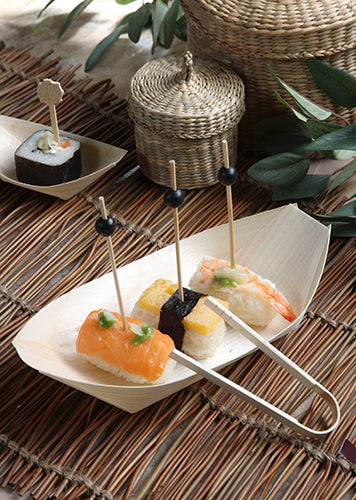 Papstar Fingerfood-Schale, Holz (Kiefer), Oval – 250 × 100 × 50 mm – 50 Stk.