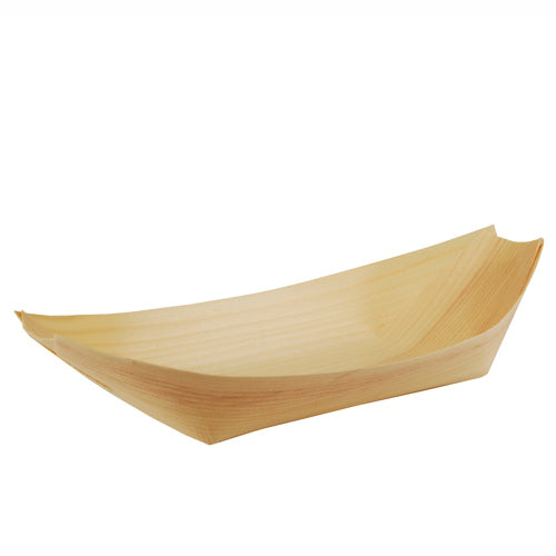 Papstar Fingerfood-Schale, Holz (Kiefer), Oval – 250 × 100 × 50 mm – 50 Stk.