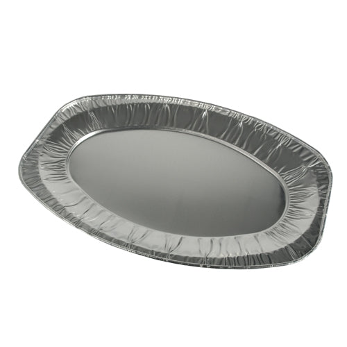 Papstar Servierplatte, Aluminium, oval, 43 × 29 cm – Silber – 3 Stk.