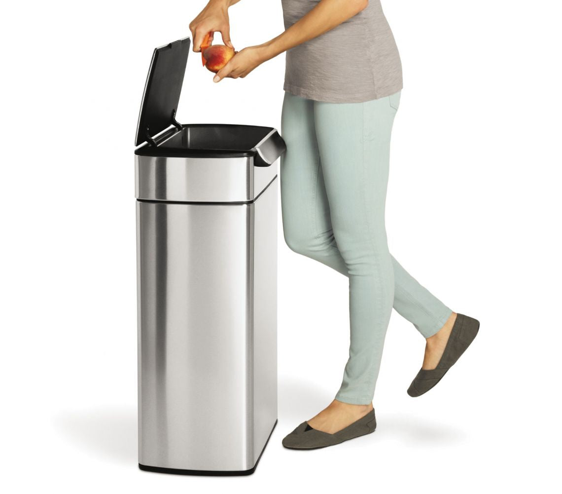 simplehuman Abfallcontainer – 40 l – Edelstahl – B × H × T 399 × 710 × 290 mm