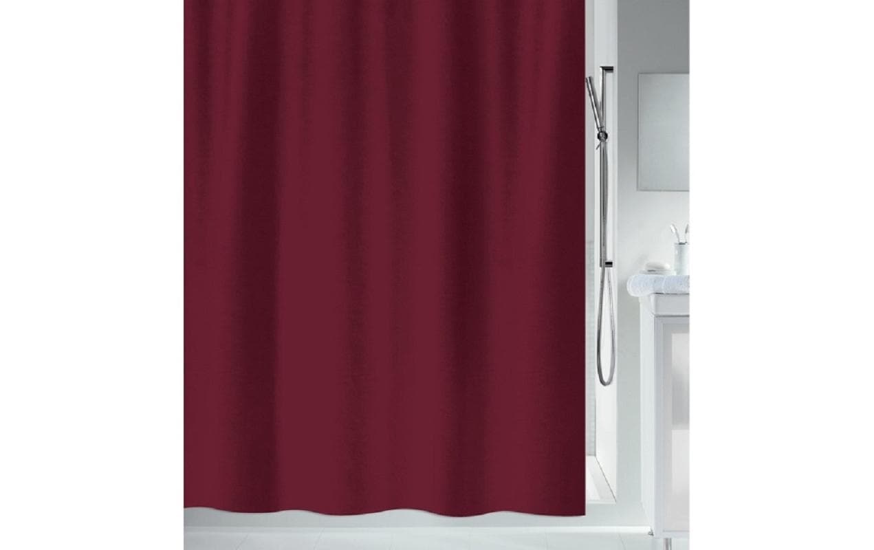 Spirella Duschvorhang Primo – 180×180 cm, Polyester, Ringaufhängung, Burgund