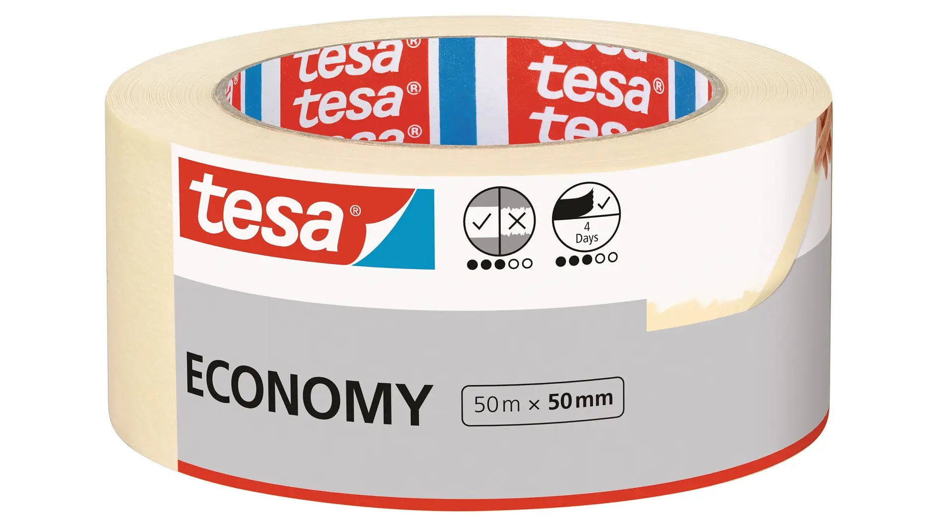 TESA Spezial-Abdeckband, beige – 50 mm × 50 m, Papier, innen, 6 Rollen