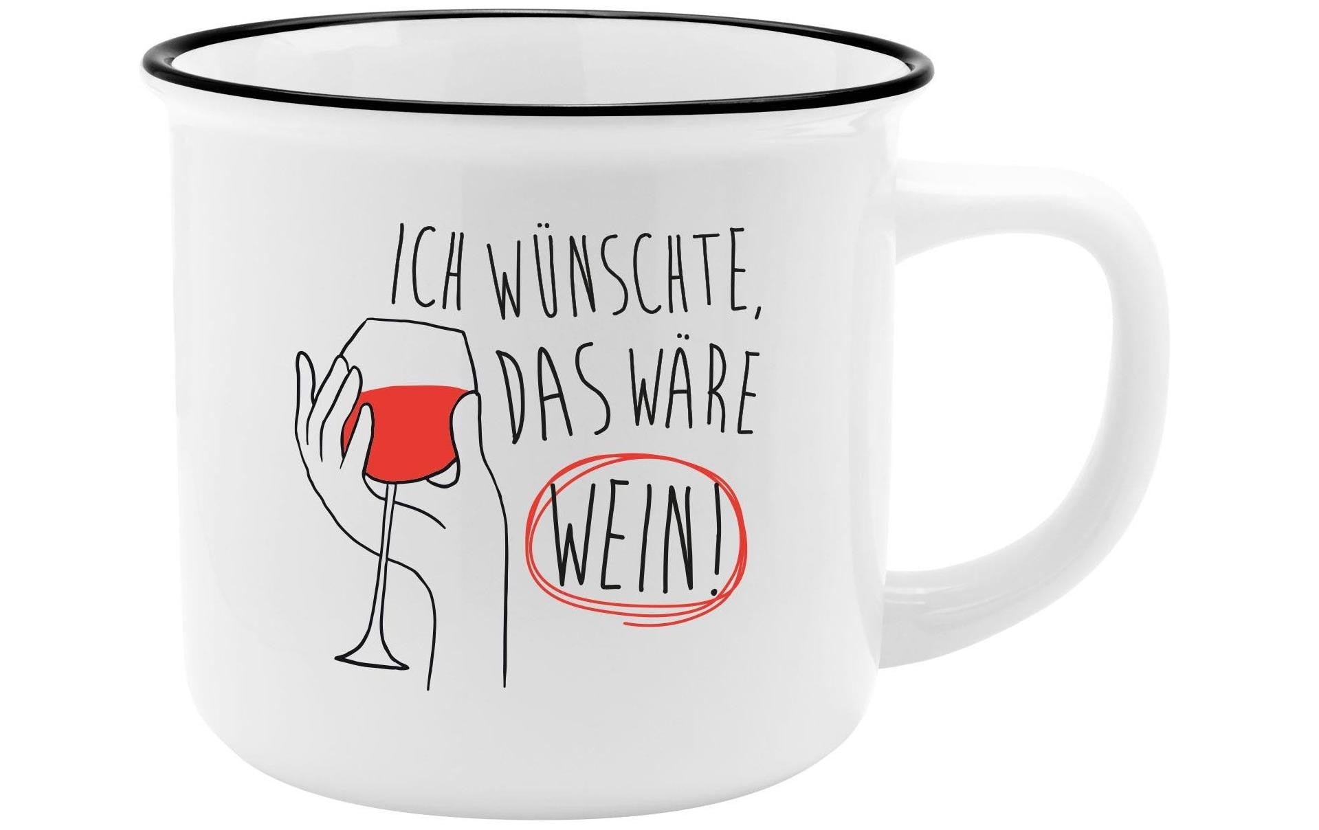 Sheepworld Tasse – 350 ml, Ø 9 cm, H 8,4 cm, Porzellan, Weiss/Rot, spülmaschinenfest
