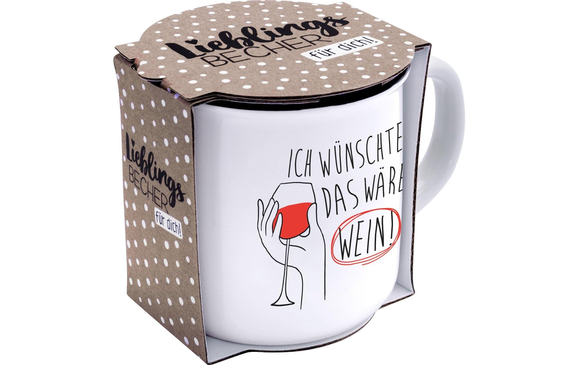 Sheepworld Tasse – 350 ml, Ø 9 cm, H 8,4 cm, Porzellan, Weiss/Rot, spülmaschinenfest