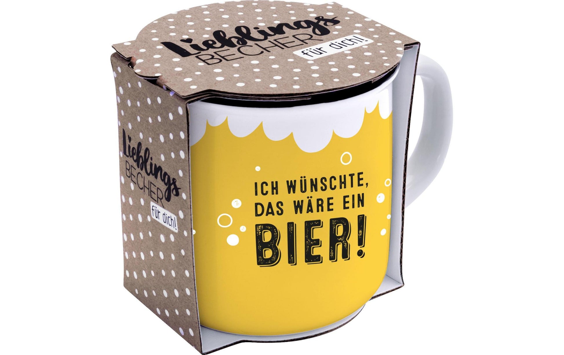 Sheepworld Tasse – 350 ml, Ø 9 cm, Porzellan, Weiss/Gelb, spülmaschinenfest