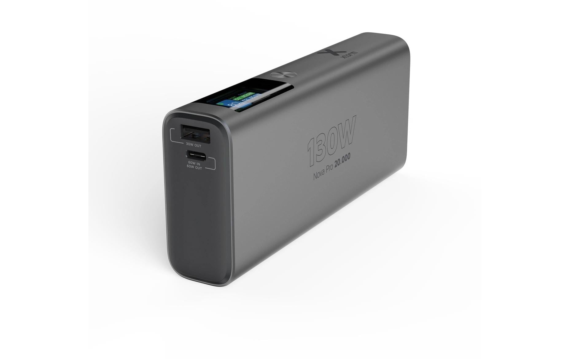 Xtorm Powerbank 20000 mAh, PD 100 W, 2× USB-C, 1× USB-A, für Smartphones, Grau
