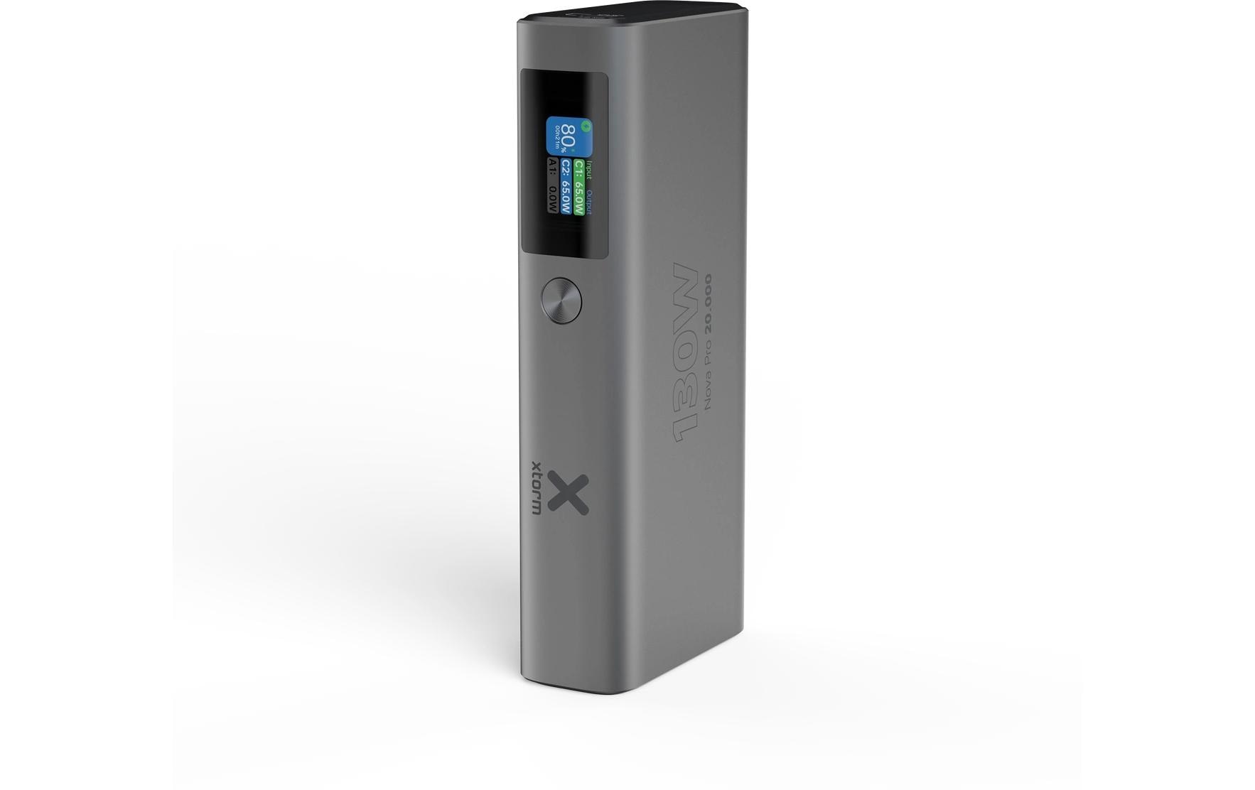 Xtorm Powerbank 20000 mAh, PD 100 W, 2× USB-C, 1× USB-A, für Smartphones, Grau