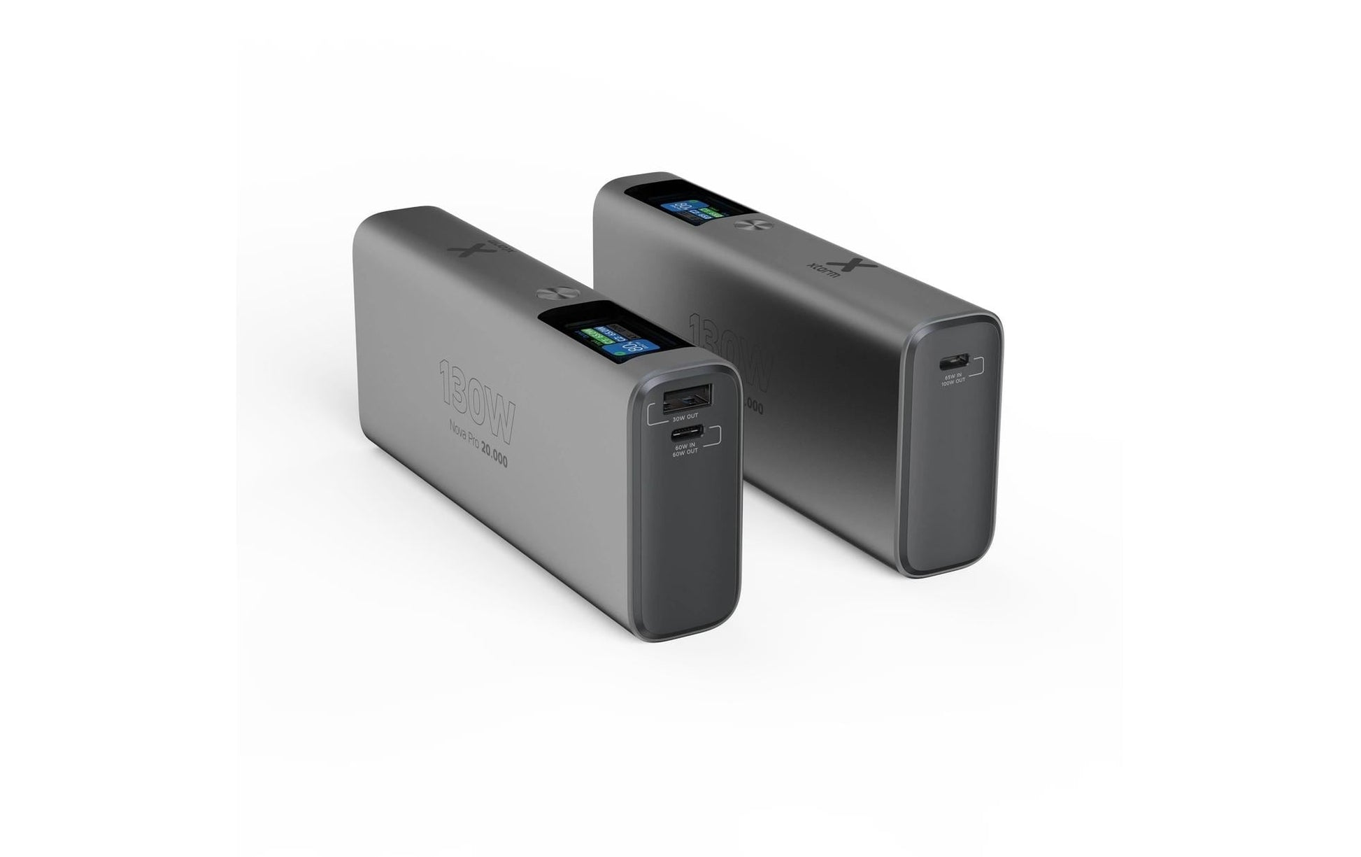 Xtorm Powerbank 20000 mAh, PD 100 W, 2× USB-C, 1× USB-A, für Smartphones, Grau
