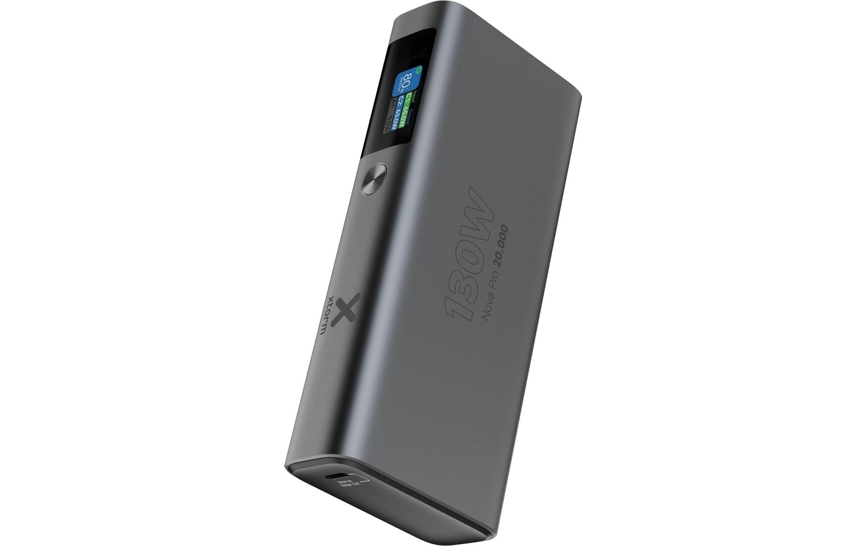 Xtorm Powerbank 20000 mAh, PD 100 W, 2× USB-C, 1× USB-A, für Smartphones, Grau