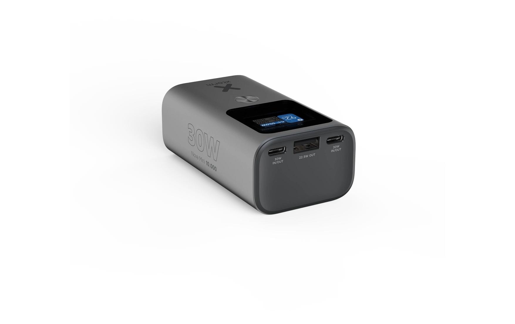 Xtorm Nova Mini Powerbank 10'000 mAh – 30 W PD, 2× USB-C, 1× USB-A, Grau