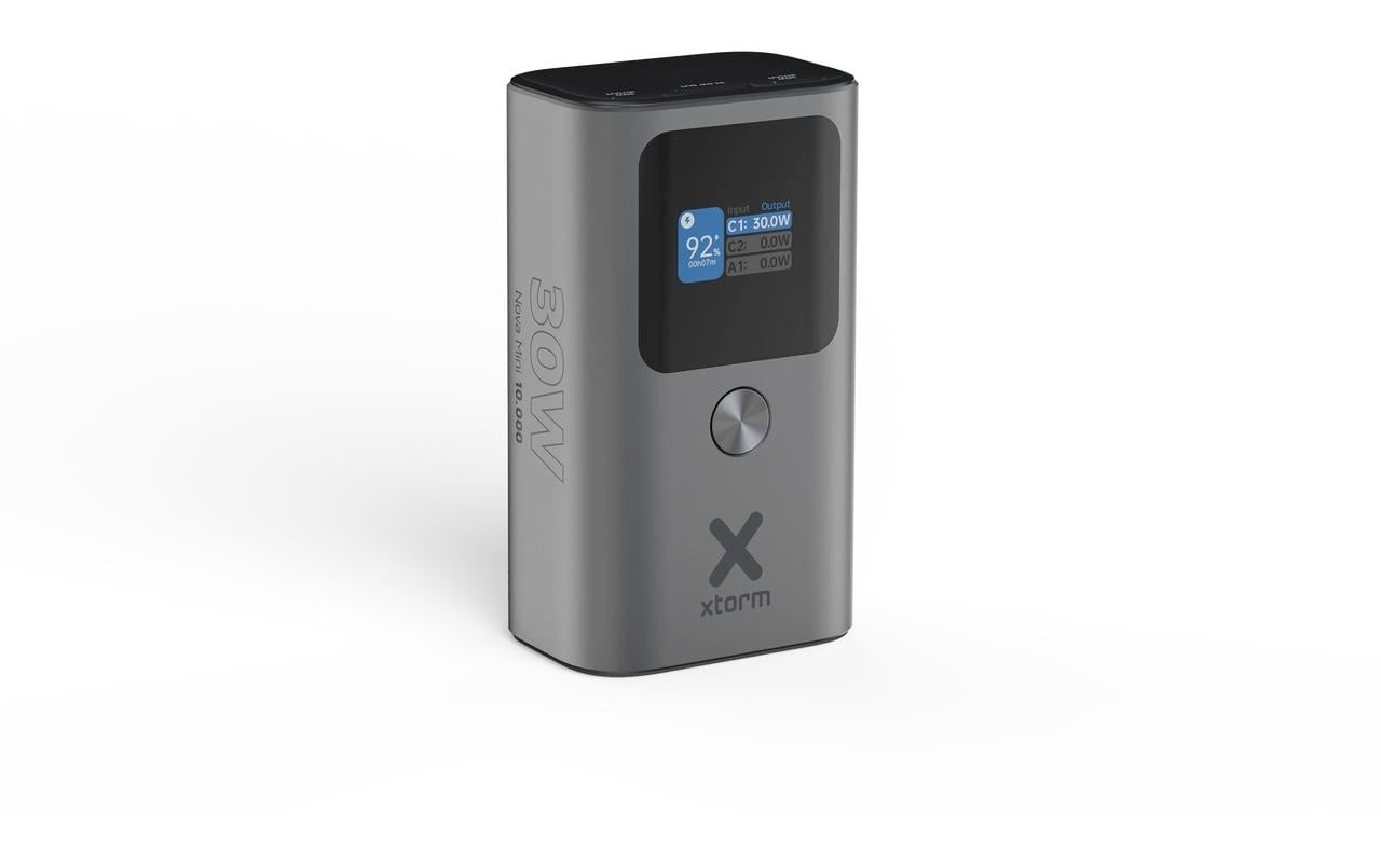 Xtorm Nova Mini Powerbank 10'000 mAh – 30 W PD, 2× USB-C, 1× USB-A, Grau