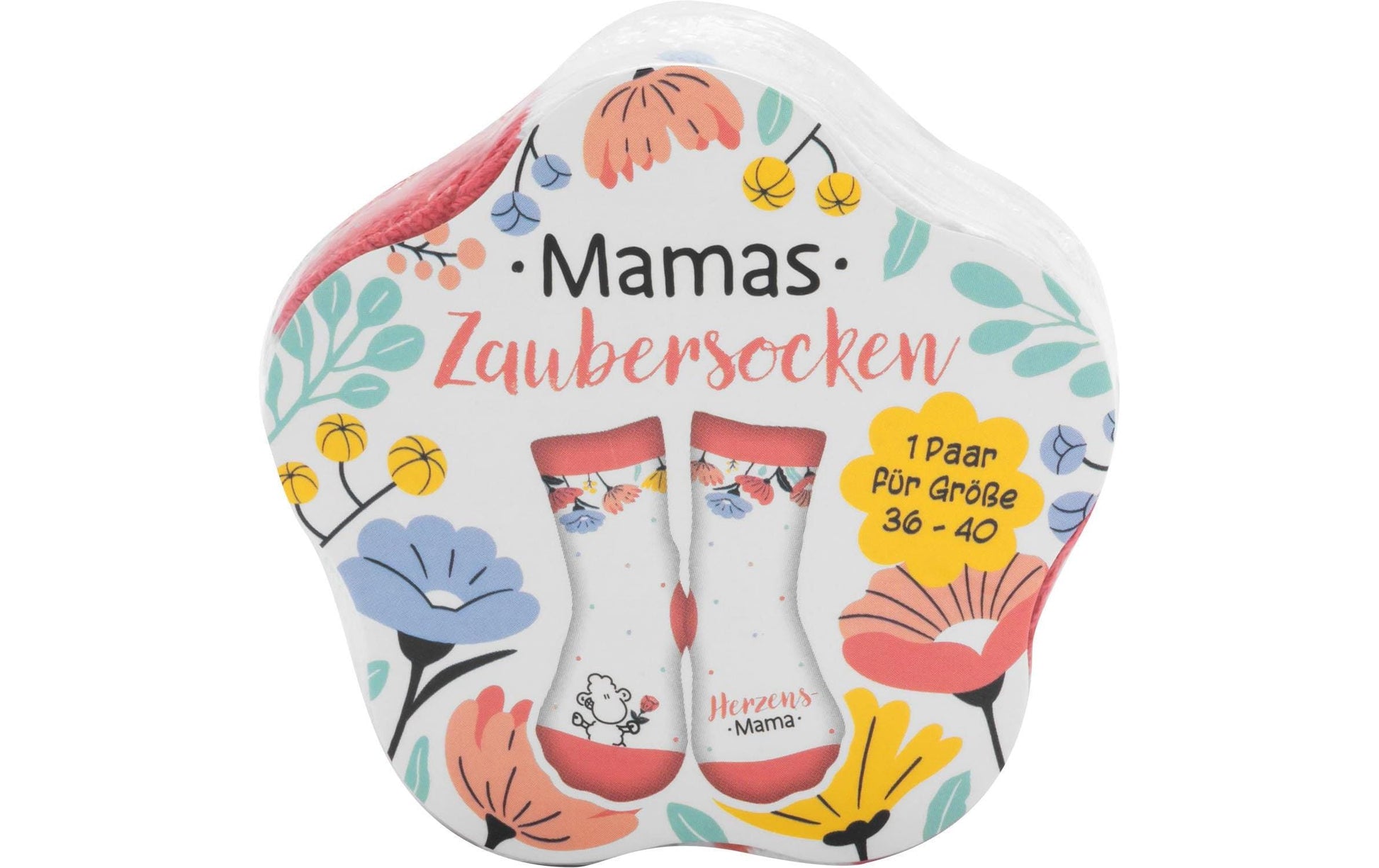 Sheepworld Zaubersocken Herzensmama – Grösse 36–40, Rosa/Weiss, 80% Baumwolle/15% Nylon/5% Elasthan