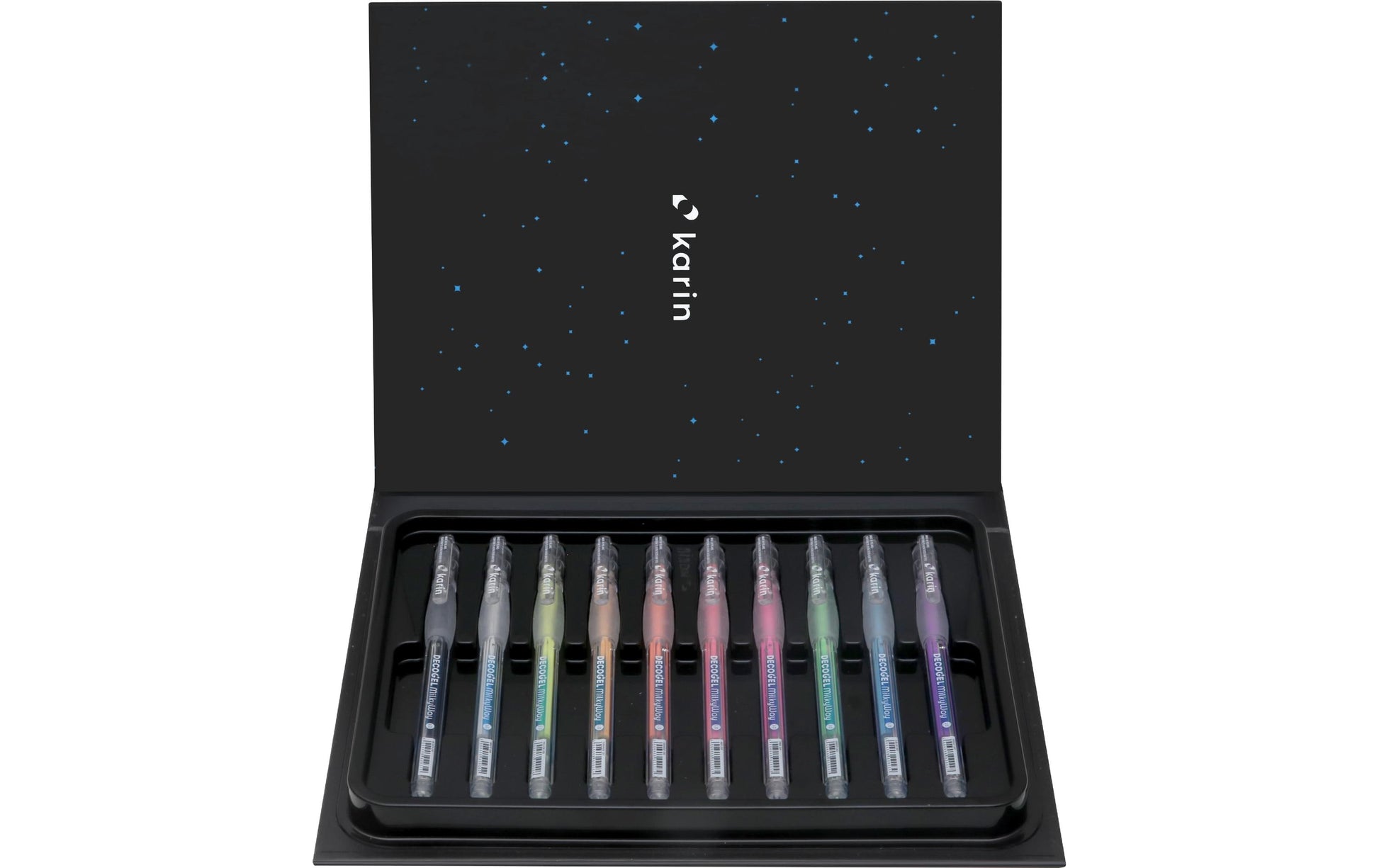Karin Milky Way Gelschreiber – 9 Farben, Spitze 1 mm, wasserfest, 10er-Set