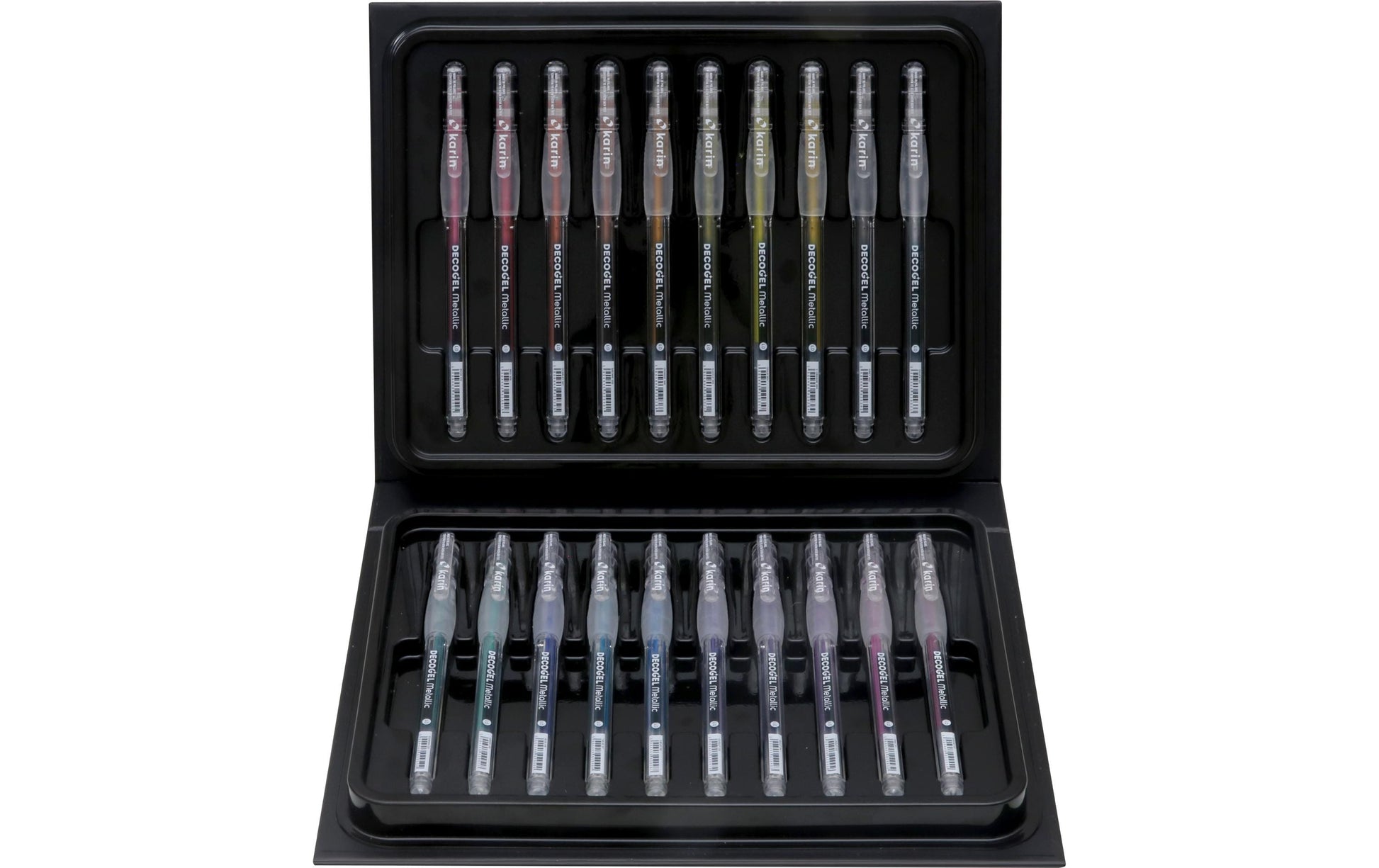Karin DECOGEL 30C3 Gelschreiber – Farben sortiert, Spitze 1 mm, wasserfest, metallic, 20er-Set