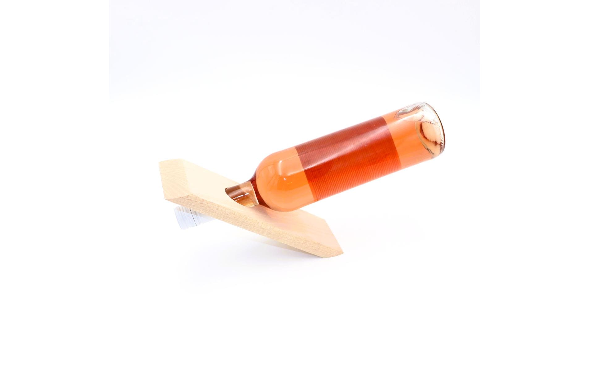 Hobbyfun Flaschenhalter – 25 × 7,5 cm, Holz, Natur, Eckig