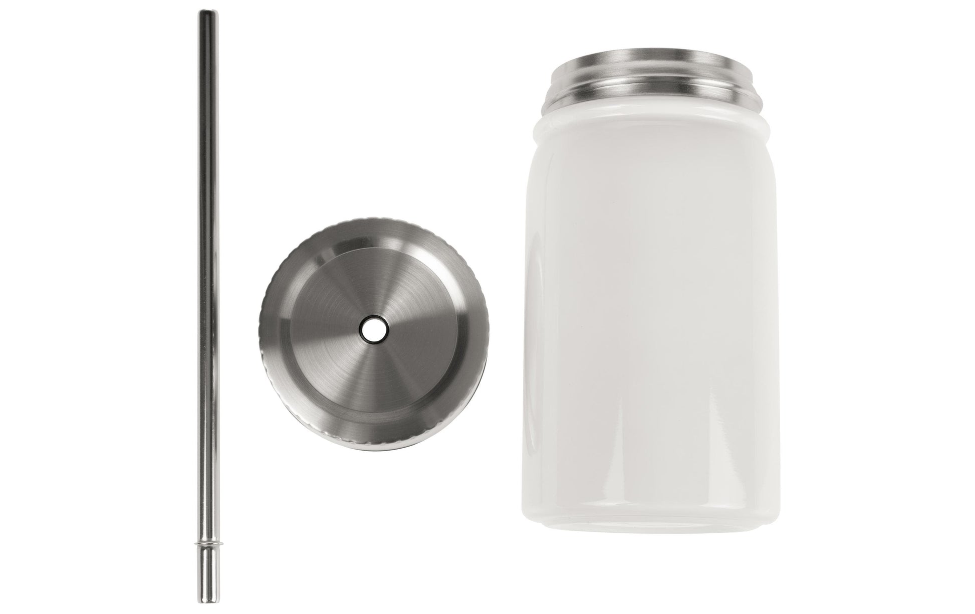 FTM Mason Jar Isolierflasche 500 ml – Doppelwandig, Edelstahl, Weiss
