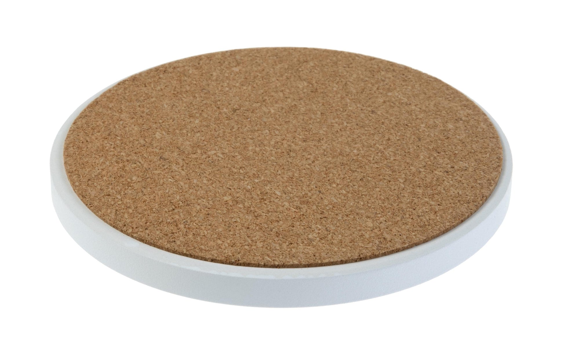 FTM Untersetzer F02489 – 4er Set, Ø 9,0 cm, H 0,5 cm, Keramik/Kork, Weiss, für Sublimation