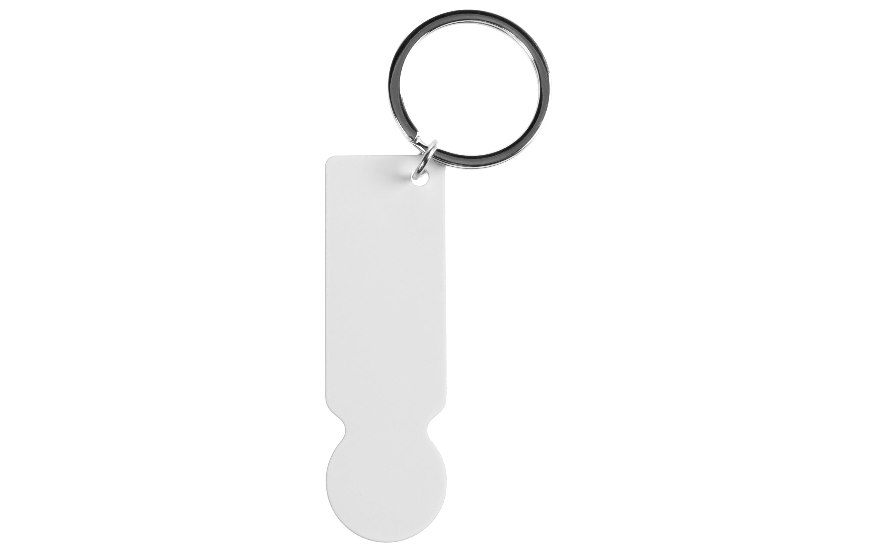 Ftm Schlüsselanhänger Einkaufswagen-Chip für Sublimation – Metall, Weiss, 75 × 25 × 10 mm