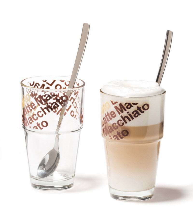 LEONARDO Latte Macchiato Becher – 2er Set, 410 ml, Ø 8,4 cm, Glas, Transparent, spülmaschinenfest