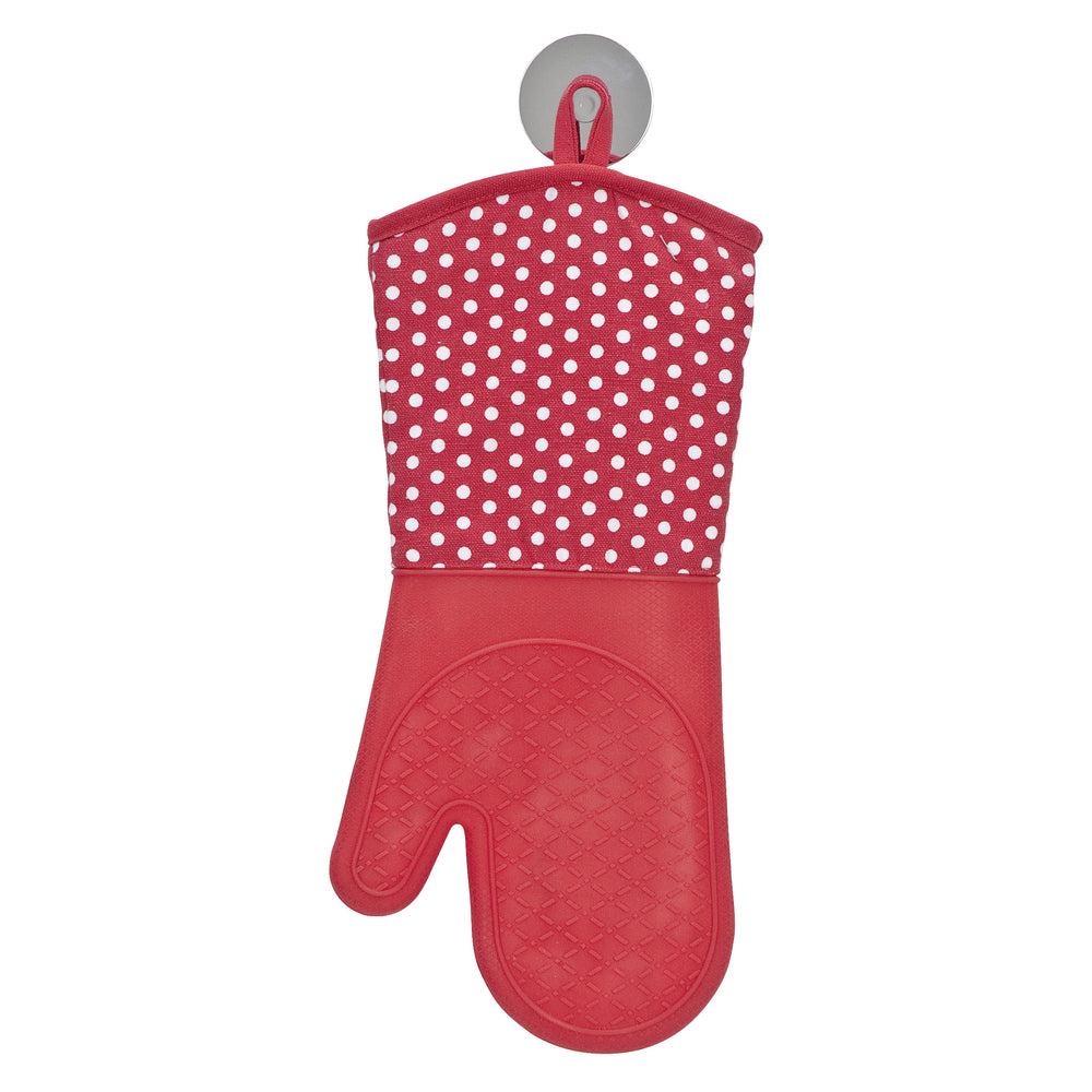 WENKO Topfhandschuhe 1 Paar, 18,5 × 37,5 cm, Baumwolle/Silikon, Rot, rutschfest, für Grill
