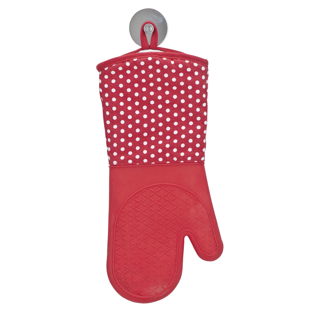 WENKO Topfhandschuhe 1 Paar, 18,5 × 37,5 cm, Baumwolle/Silikon, Rot, rutschfest, für Grill