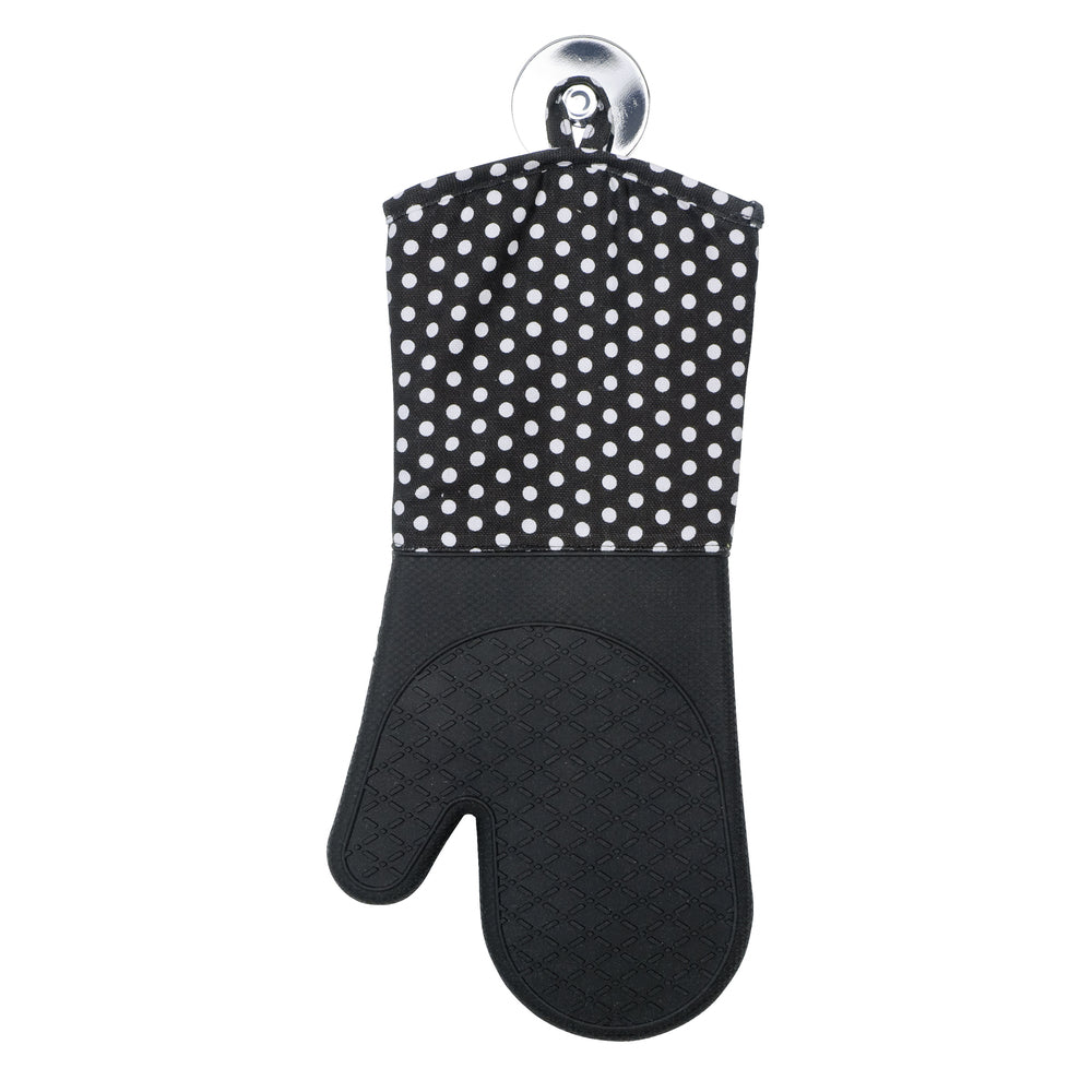 WENKO Topfhandschuhe 18,5 × 37,5 cm, Baumwolle/Silikon, rutschfest, schwarz, 2 Stk.