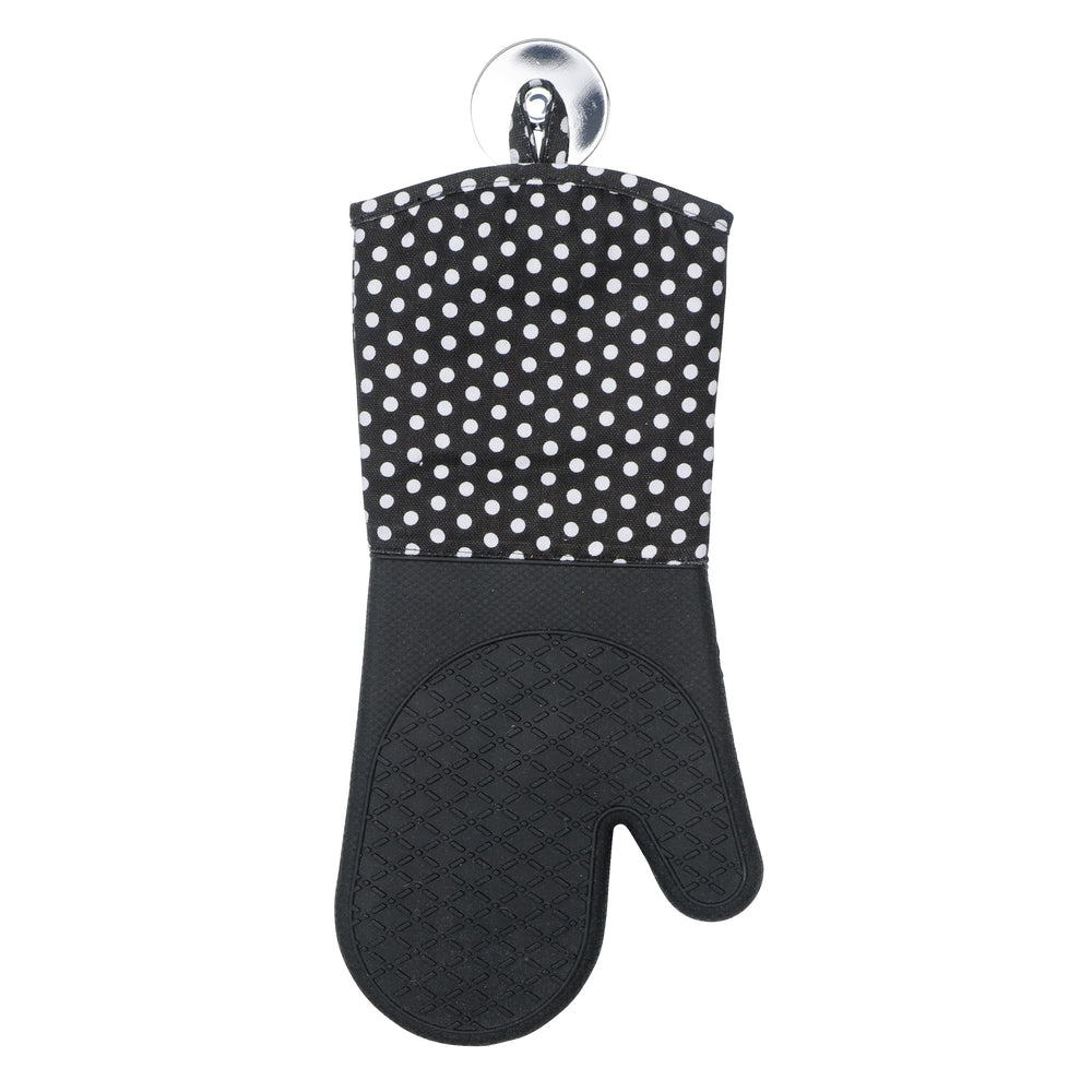 WENKO Topfhandschuhe 18,5 × 37,5 cm, Baumwolle/Silikon, rutschfest, schwarz, 2 Stk.