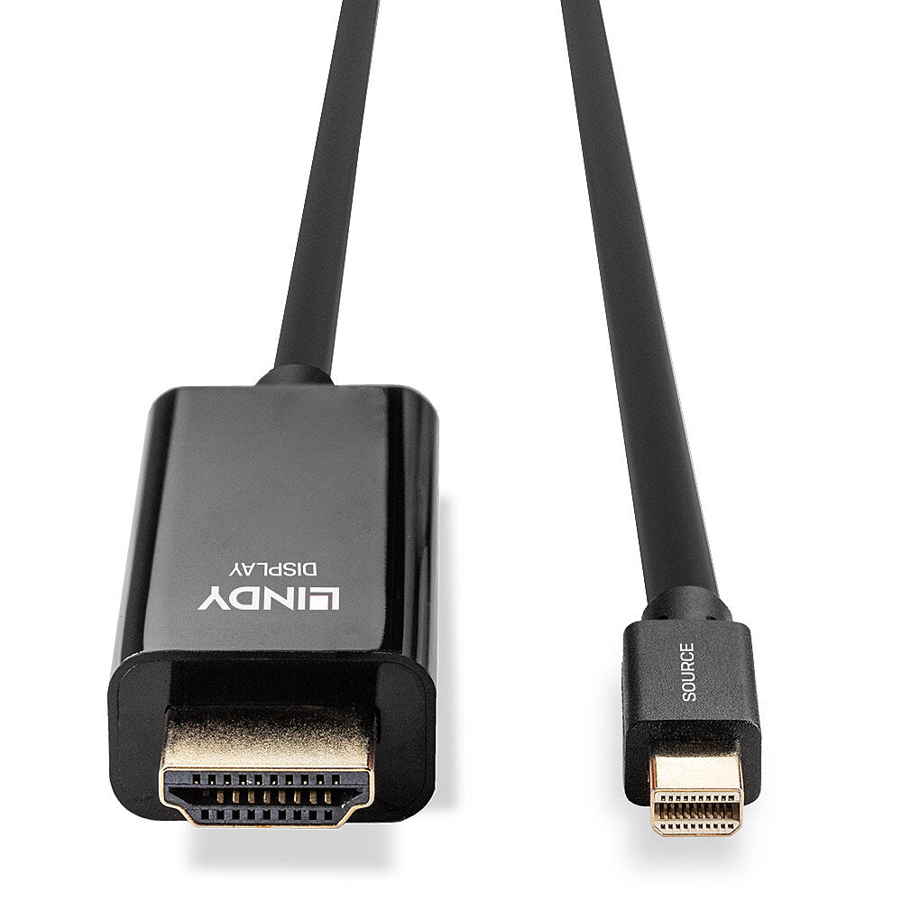 Lindy Mini DisplayPort (Stecker) auf HDMI (Stecker) Adapter, 4K@30 Hz, 2 m