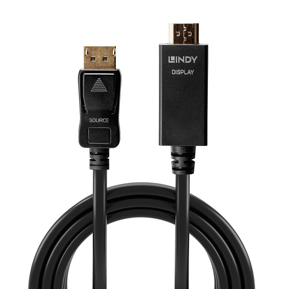 Lindy DisplayPort (Stecker) auf HDMI (Stecker) Adapter, DP 1.2, 4K@30 Hz, 50 cm, Passiv