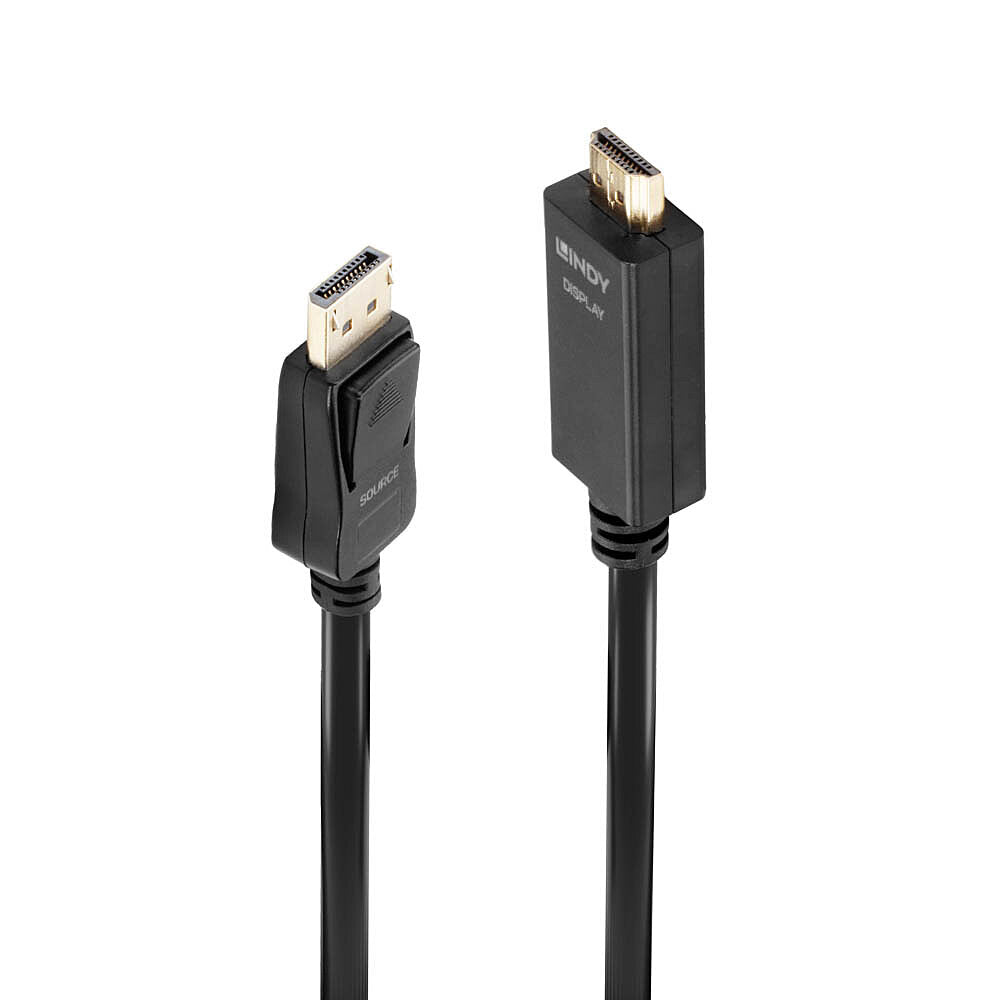 Lindy DisplayPort (Stecker) auf HDMI (Stecker) Adapter, DP 1.2, 4K@30 Hz, 3 m, passiv, 36923