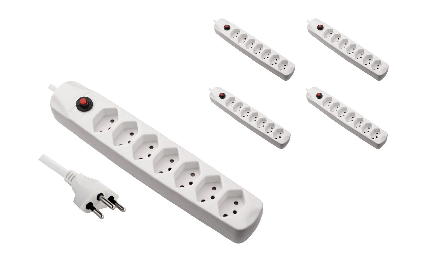FURBER.power Standard Steckdosenleiste, 7×T13, ohne Schalter, 1,5 m, Eingang T12 – weiss