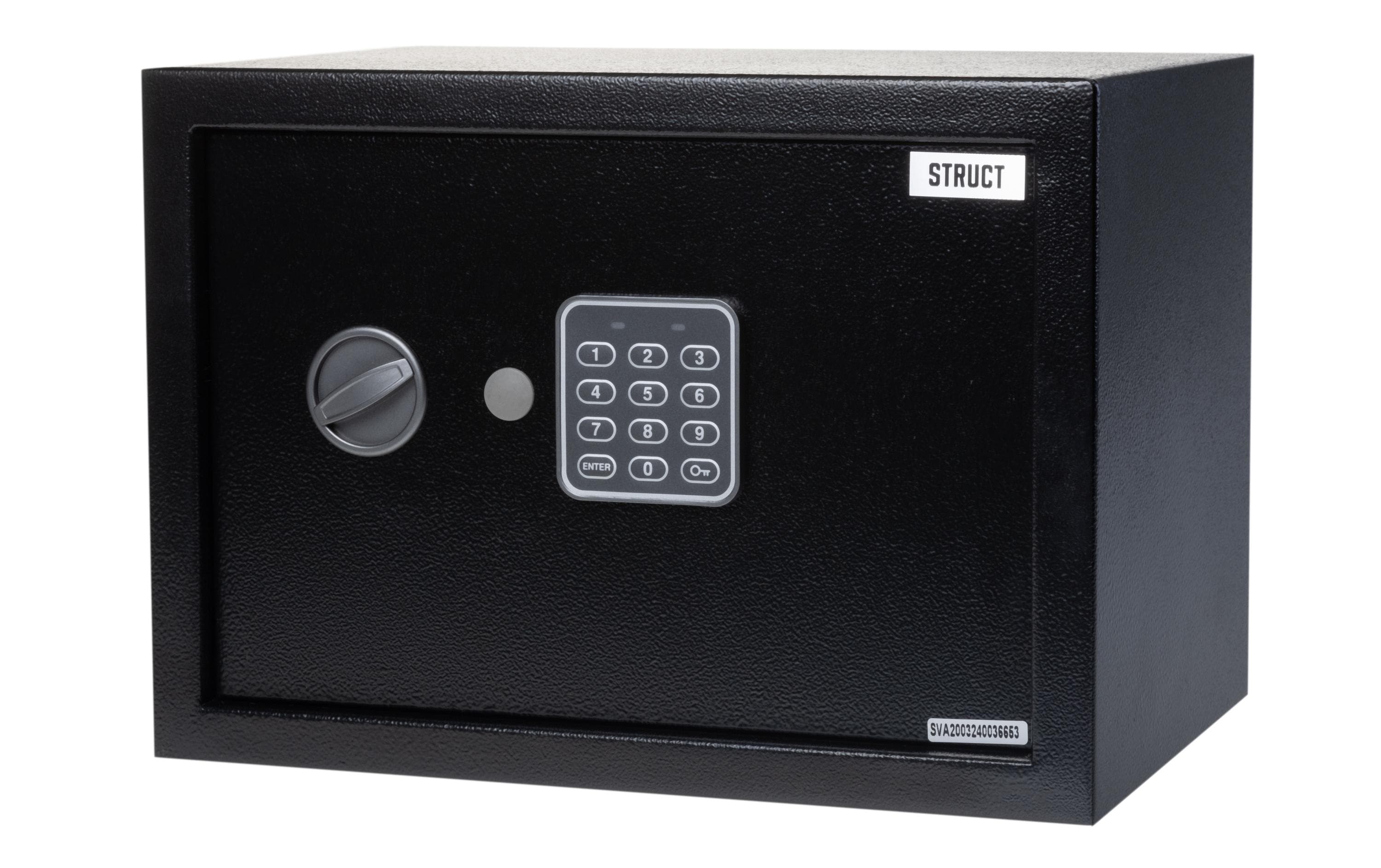 Struct Tresor – mit Zahlenschloss, Stahl, schwarz, 350 × 250 × 250 mm