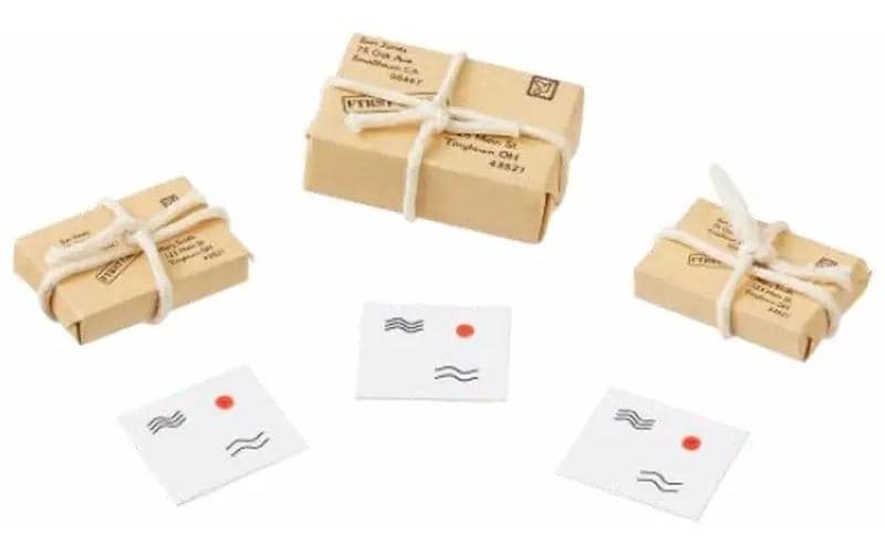 HobbyFun Etiketten, Päckchen, Braun, Weiss, Set à 6