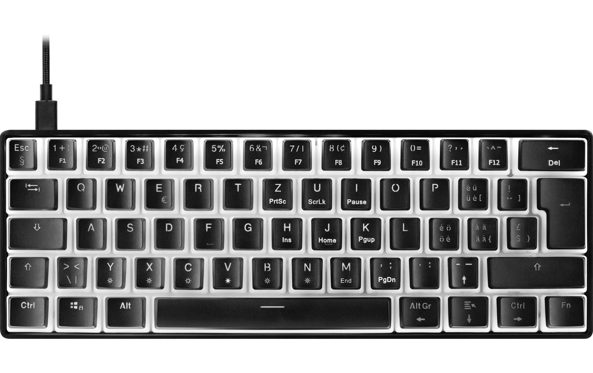 Deltaco Gaming GAM-075V2 – Gaming-Tastatur 60% – Mechanisch – USB-C – RGB – QWERTZ (CH) – Schwarz